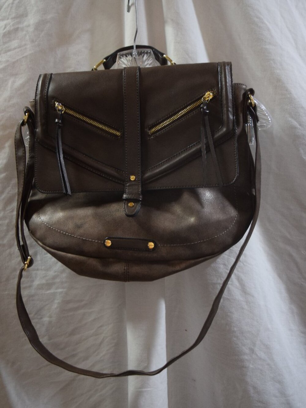 Convertible Messenger/Crossbody Handbag in bronze